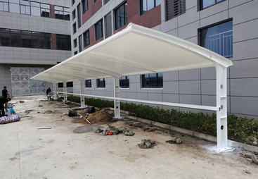 膜结构电动自行车挡雨停车棚，丽水本地安装案例分享
