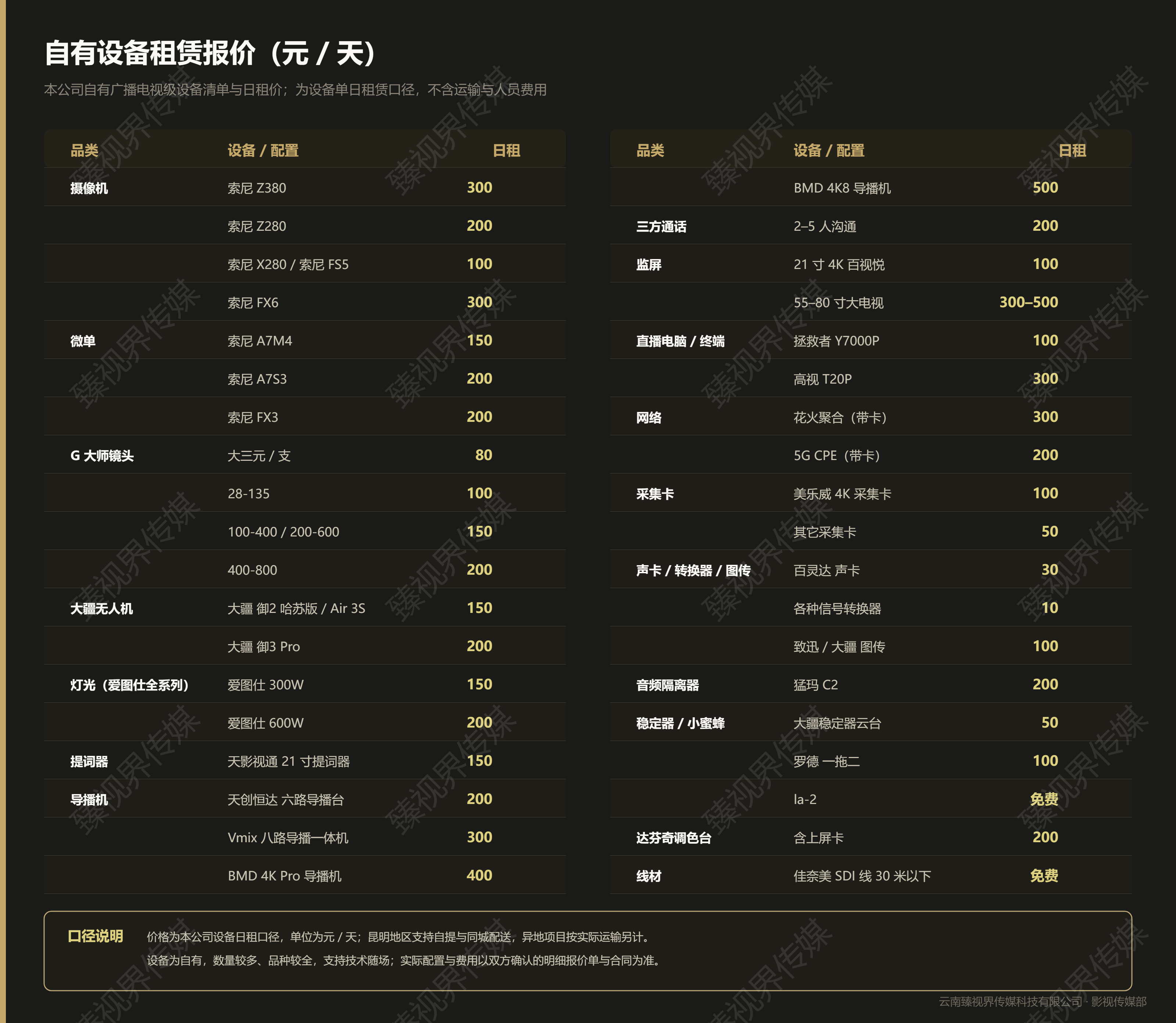 自有设备租赁报价
