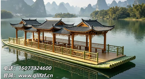 PVC仿真竹筏定制生产厂家，漓帆竹筏支持景区观光竹筏尺寸/颜色/造型定制(图3)