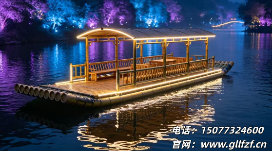 PVC仿真竹筏定制生产厂家，漓帆竹筏支持景区观光竹筏尺寸/颜色/造型定制(图2)