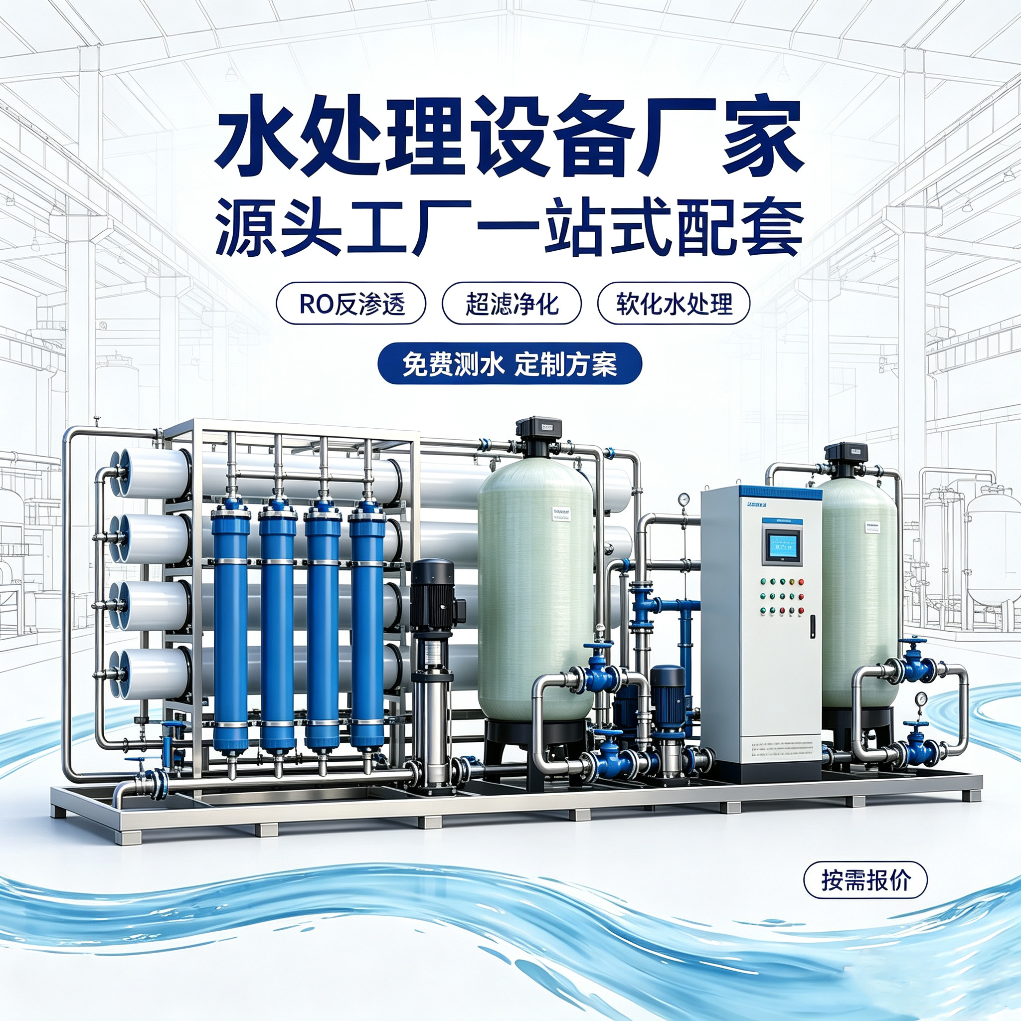 工业反渗透设备定制方案：电子半导体超纯水PLC控制RO膜处理系统厂家直销